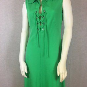 Kappi Disco Style Green Maxi Dress Wmns Vtg k055